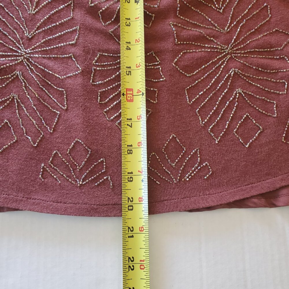 Anthropologie Alison Small Beaded Tank Top Chocolate Brown Embellished Leaves - Picture 16 of 16